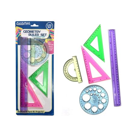 FAMILYMAID Blue  Pink Geometry Ruler Set 5 Piece 144PK 26649